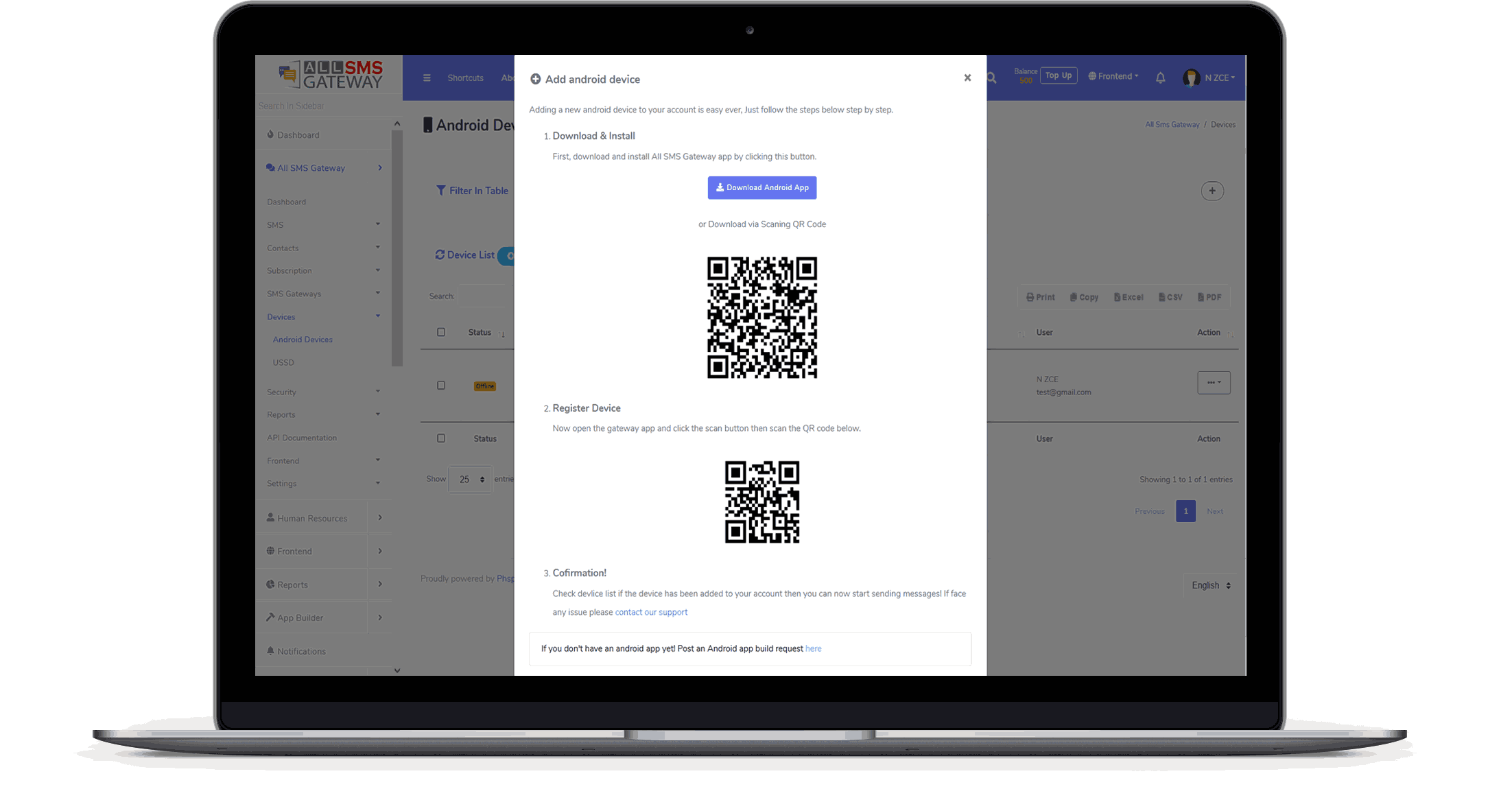 Connect Android device to OMNI SMS